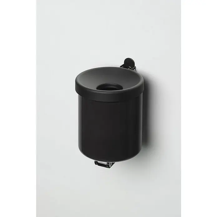 Proregal Asche-Mülleimer robust zur Wandmontage - 0,6 l, Stahl, Schwarz
