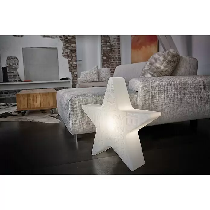 8 Seasons Design Shining LED-Stern Star Merry Christmas - Weiß, Durchmesser: 60 cm, Polyethylen, 2 W, Lampenfassung: E27 - Stimmungsaufnahme