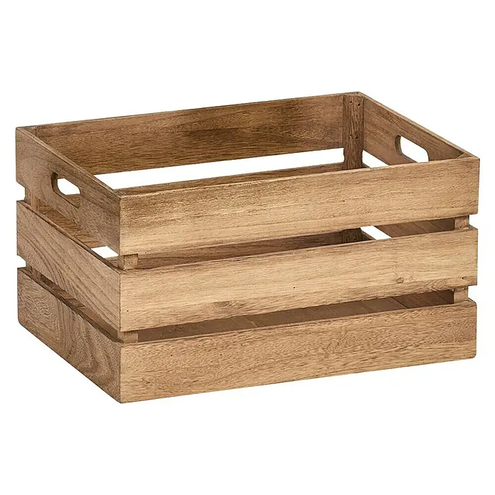 Zeller Present Holzkiste - L x B x H: 39 x 29 x 21 cm, Braun - Bild einer rustikalen Holzkiste mit Griffen, ideal zur Aufbewahrung und Dekoration. Die natürliche Holzmaserung verleiht einen warmen Touch.