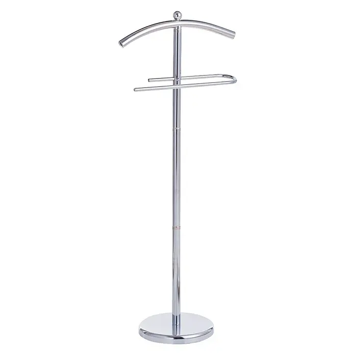 Zeller Present Herrendiener - L x B x H: 43 x 25,5 x 109 cm, Belastbarkeit: 2 kg, Silber - Kleiderständer aus verchromtem Metall, ideal zum Aufhängen von Kleidung und Accessoires.