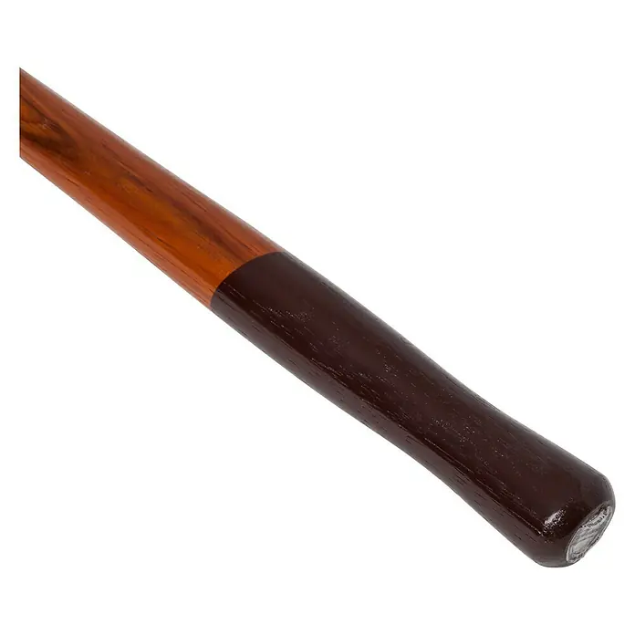 Halder Simplex Schonhammer - Holz, Durchmesser Kopf: 50 mm, Gewicht Kopf: 1.150 g - Detailaufnahme eines polierten Holzbaseballschlägers mit braunem Griff und hellem Schaft.