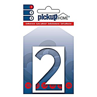 Pickup 3D Home Huisnummer Milan (Hoogte: 6 cm, Motief: 2, Wit, Kunststof, Zelfklevend)