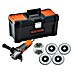 Black+Decker Amoladora BEG220KA5-QS + discos y caja para herramientas 