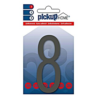 Pickup 3D Home Kućni broj Oslo (Visina: 9 cm, Motiv: 8, Sive boje, Plastika, Samoljepljivo)