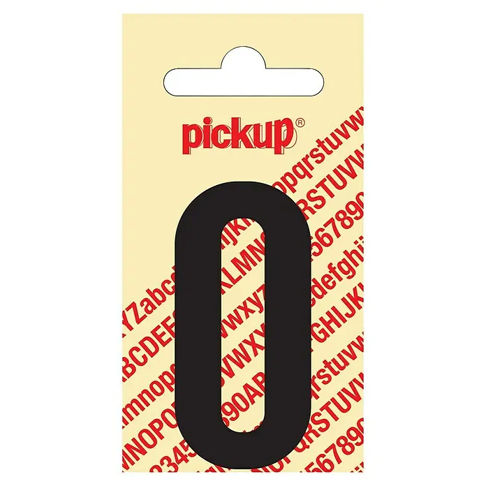 Pickup Aufkleber - Motiv: 0, Schwarz, Höhe: 60 mm - Ein schwarzes "Pickup" Nummer 0-Aufkleber, ideal für Beschriftungen und Kennzeichnungen.