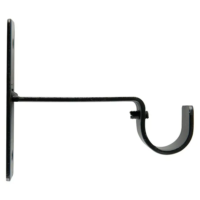 Soporte de pared Antique - L x An x Al: 9,9 x 2,5 x 8,5 cm, Diámetro: 22 mm, Metal - Primer plano de un soporte de barra de cortina negro, diseñado para el montaje en pared, que ofrece un soporte robusto y elegante.