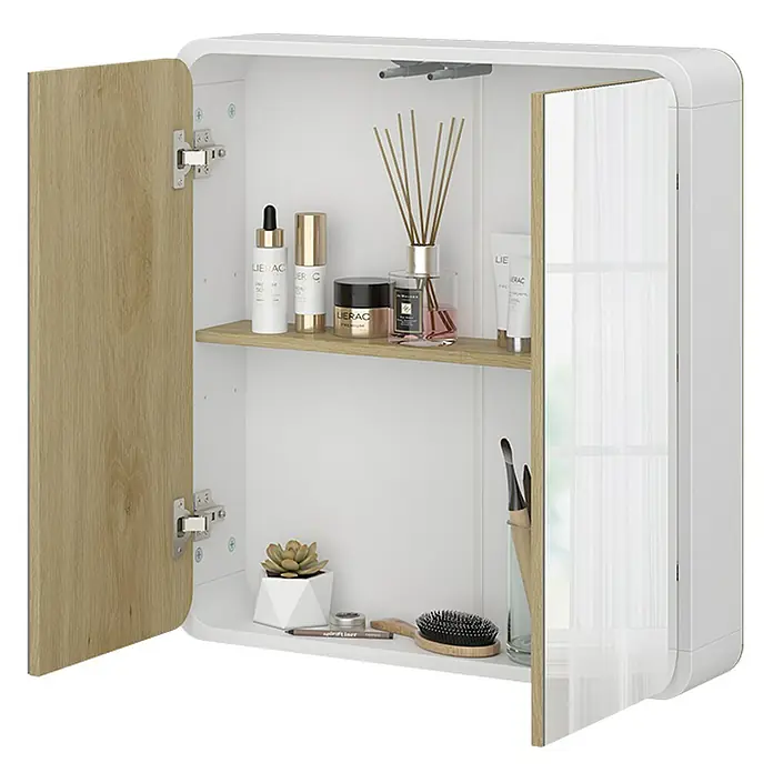Vicco Spiegelschrank Arla Weiß/Eiche - Sonstiges, Weiß/Eiche