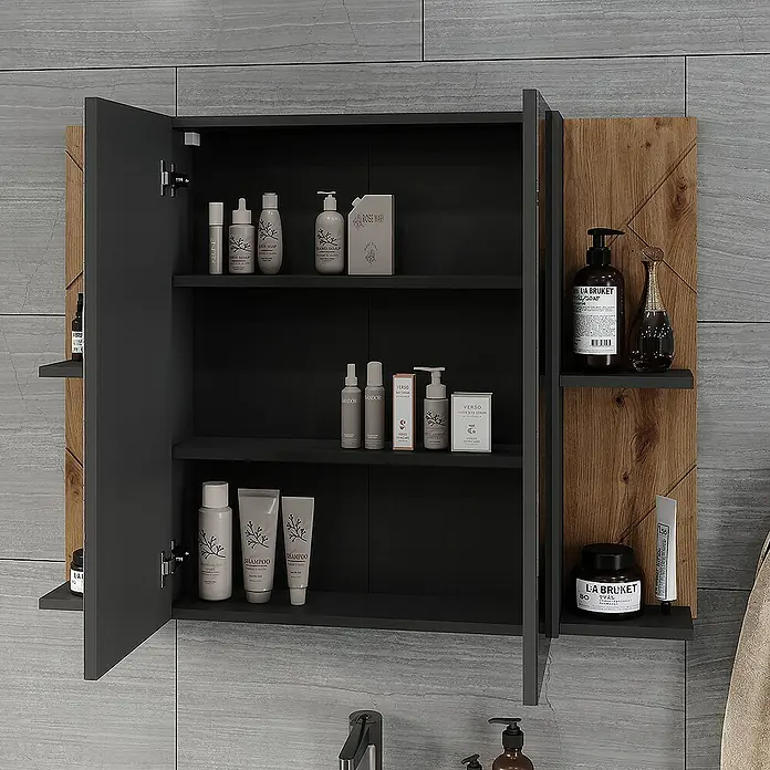 Vicco Spiegelschrank Irma Anthrazit/Artisan mit 2 Türen - Sonstiges, Anthrazit/Artisan