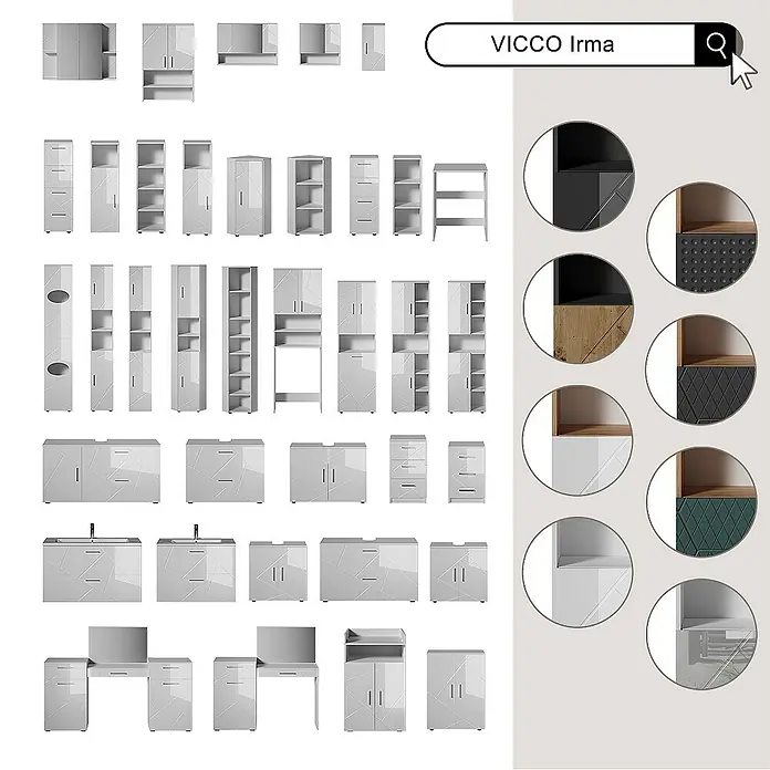 Vicco Spiegelschrank Irma Anthrazit/Artisan mit 2 Türen - Sonstiges, Anthrazit/Artisan