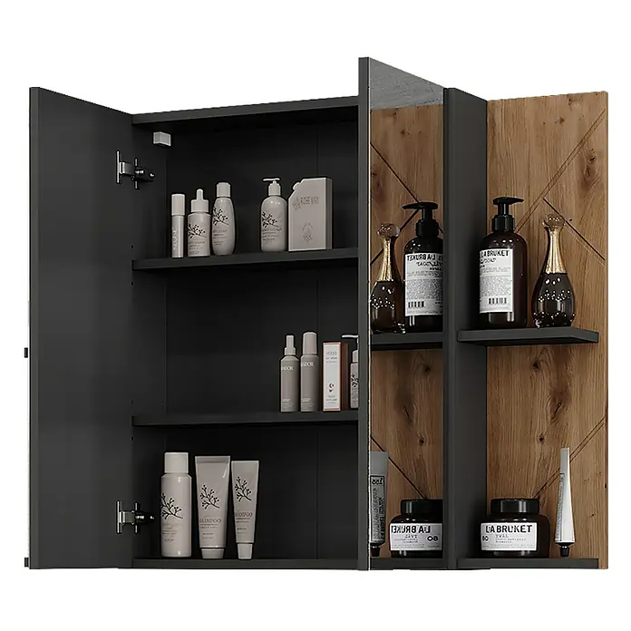Vicco Spiegelschrank Irma Anthrazit/Artisan mit 2 Türen - Sonstiges, Anthrazit/Artisan