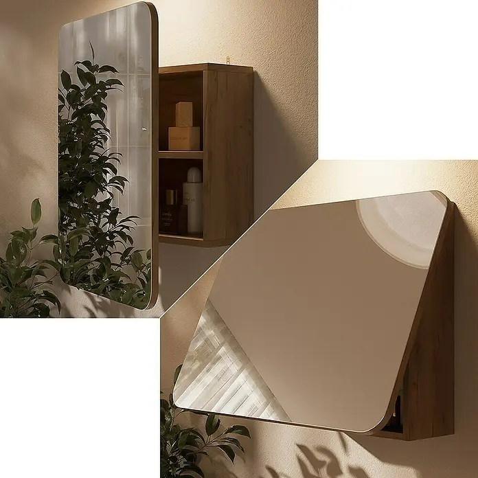 Vicco Spiegelschrank Zino Goldkraft Eiche mit Regalen - B x H: 65 x 50 cm, Sonstiges, Goldkraft Eiche