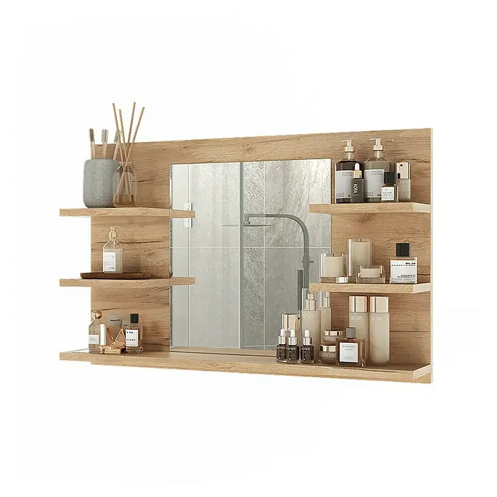 Vicco Spiegelschrank Wilbur Goldkraft Eiche mit Regalen - B x H: 78 x 50 cm, Sonstiges, Goldkraft Eiche