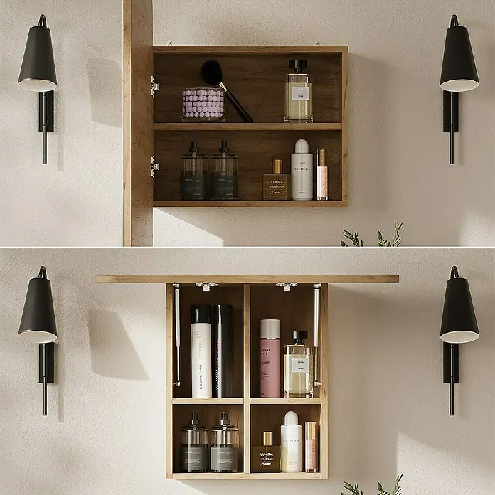 Vicco Spiegelschrank Zino Goldkraft Eiche mit Regalen - B x H: 65 x 50 cm, Sonstiges, Goldkraft Eiche