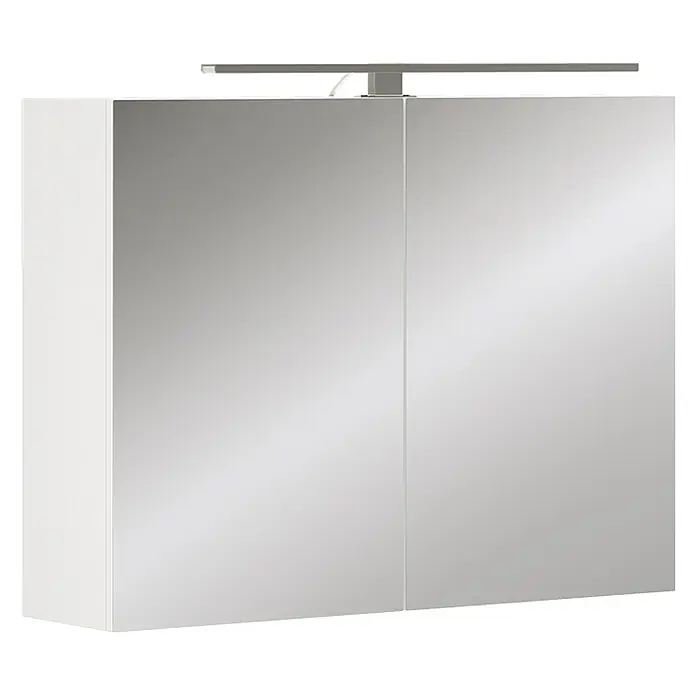 Vicco Spiegelschrank Lavio Weiß mit LED-Beleuchtung - B x H: 80 x 60 cm, Stahl, Weiß