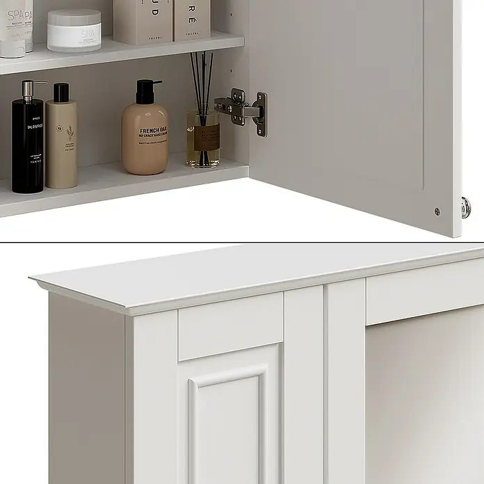Vicco Spiegelschrank Vanity Weiß - B x H: 68 x 51 cm, Sonstiges, Weiß