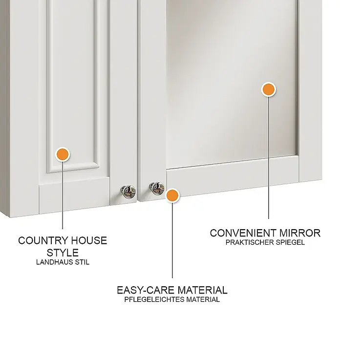 Vicco Spiegelschrank Vanity Weiß - B x H: 68 x 51 cm, Sonstiges, Weiß