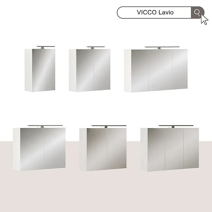 Vicco Spiegelschrank Lavio Weiß mit LED-Beleuchtung - Stahl, Weiß