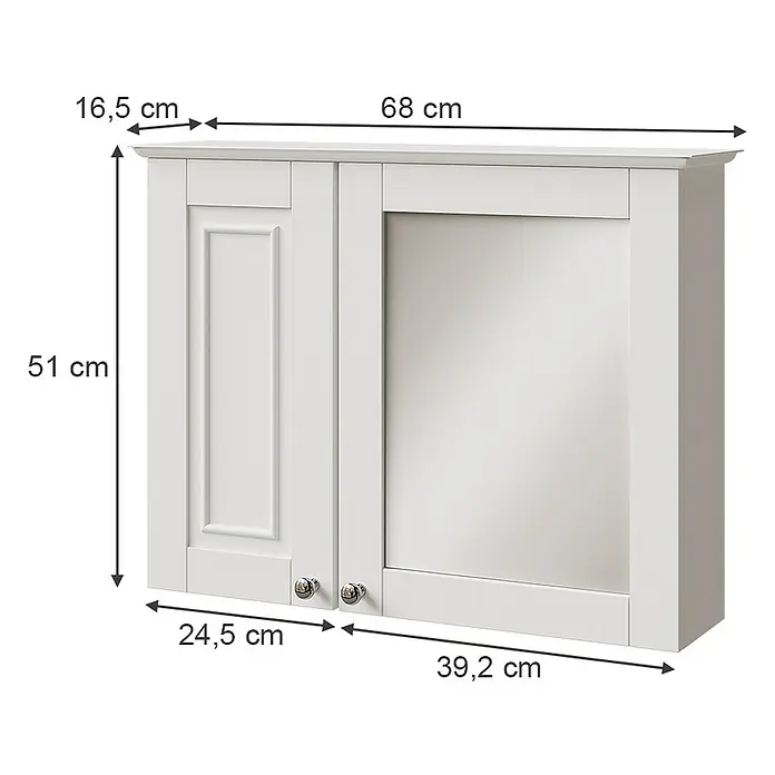Vicco Spiegelschrank Vanity Weiß - B x H: 68 x 51 cm, Sonstiges, Weiß