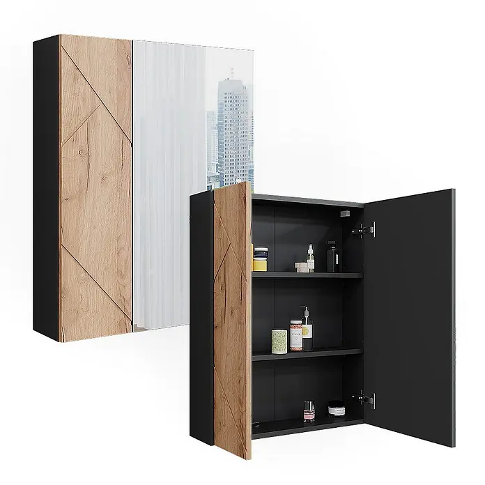 Vicco Spiegelschrank Irma Anthrazit/Goldkraft Eiche - Sonstiges, Anthrazit/Goldkraft Eiche