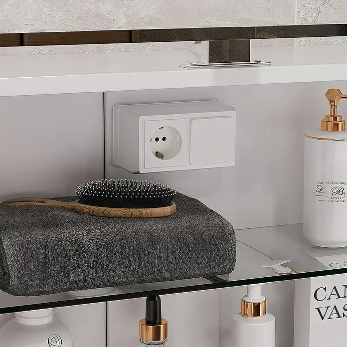 Vicco Spiegelschrank Lavio Weiß mit LED-Beleuchtung - Stahl, Weiß