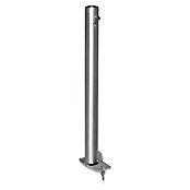 Sperrpfosten (Höhe über Boden: 900 mm, Durchmesser: 76 mm, Edelstahl, Profilzylinderschloss, Montageart: Bodenmontage, Silber)