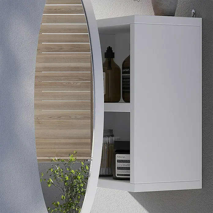 Vicco Spiegelschrank Loki Weiß mit 2 Fächern - B x H: 50 x 50 cm, Sonstiges, Weiß