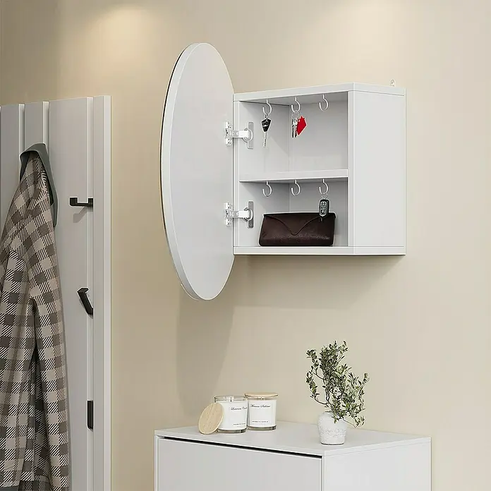 Vicco Spiegelschrank Loki Weiß mit 2 Fächern - B x H: 50 x 50 cm, Sonstiges, Weiß