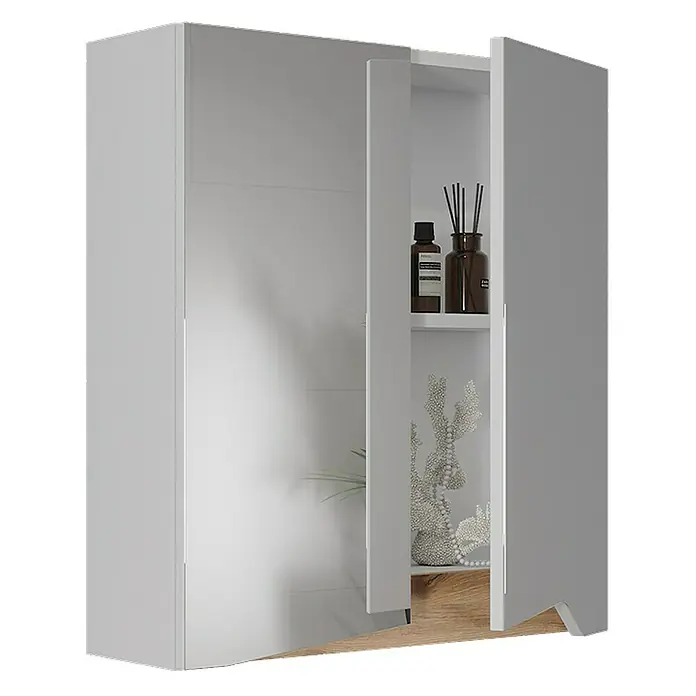 Vicco Spiegelschrank Marelle Weiß/Artisan mit höhenverstellbarem Einlegeboden - Sonstiges, Weiß/Artisan