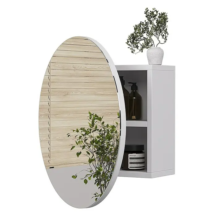 Vicco Spiegelschrank Loki Weiß mit 2 Fächern - B x H: 50 x 50 cm, Sonstiges, Weiß