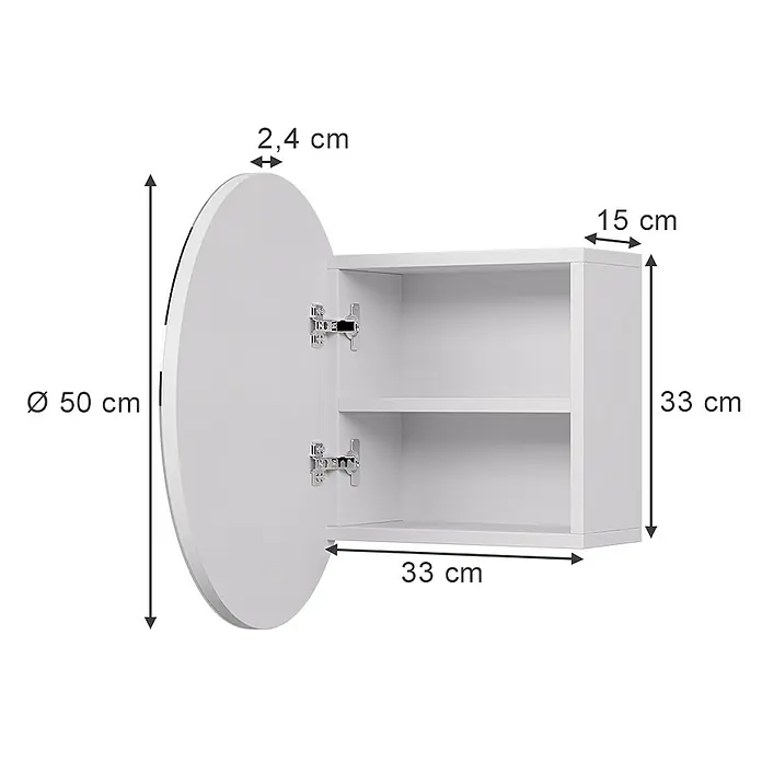 Vicco Spiegelschrank Loki Weiß mit 2 Fächern - B x H: 50 x 50 cm, Sonstiges, Weiß