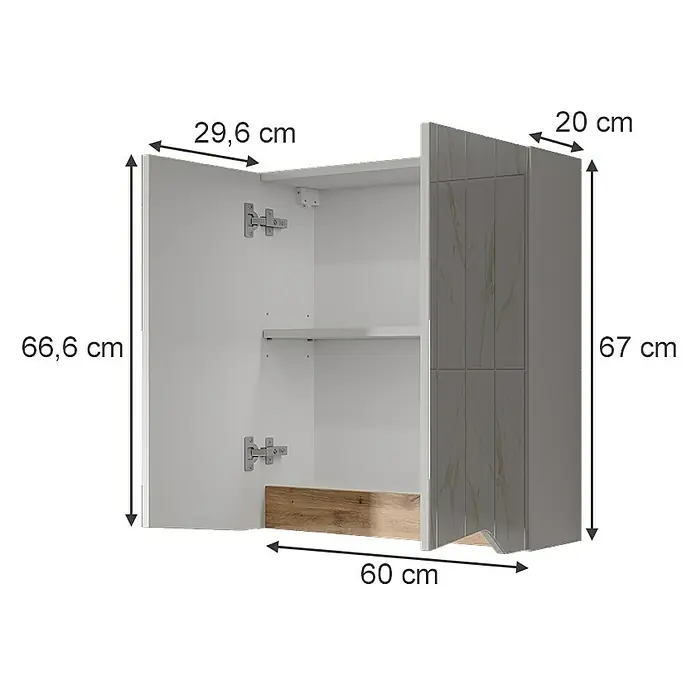 Vicco Spiegelschrank Marelle Weiß/Artisan mit höhenverstellbarem Einlegeboden - Sonstiges, Weiß/Artisan