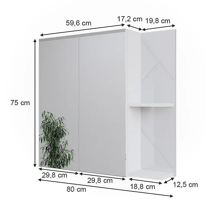Vicco Spiegelschrank Irma Weiß/Weiß Hochglanz - Sonstiges, Weiß/Weiß Hochglanz