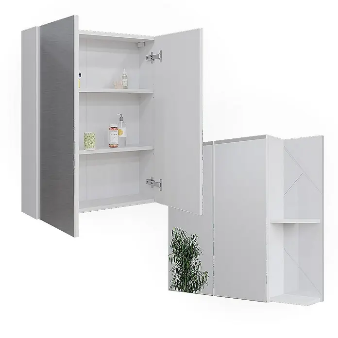 Vicco Spiegelschrank Irma Weiß/Weiß Hochglanz - Sonstiges, Weiß/Weiß Hochglanz