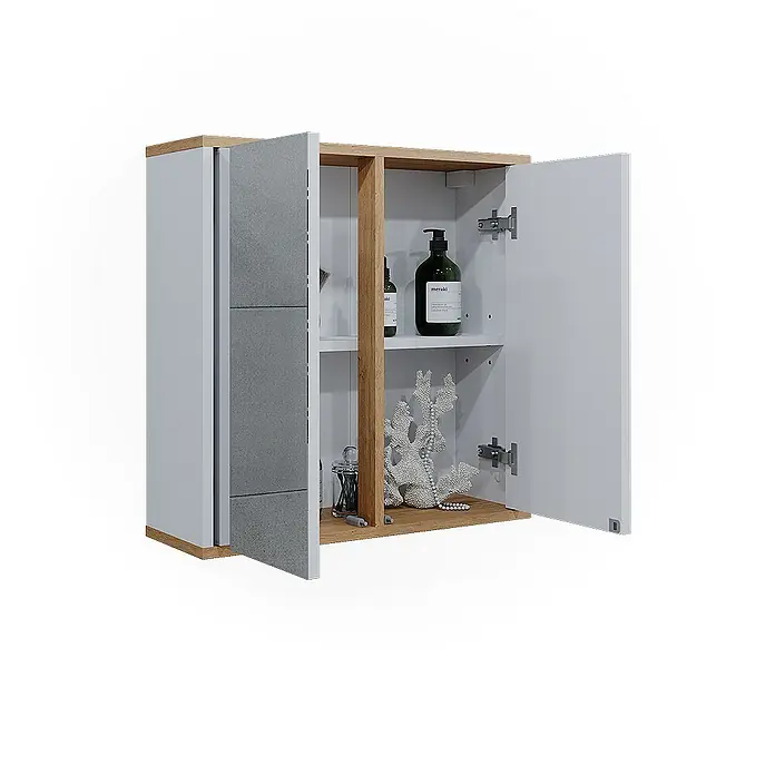 Vicco Spiegelschrank Didi Weiß/Artisan mit zwei Spiegeltüren - B x H: 60 x 60 cm, Sonstiges, Weiß/Artisan