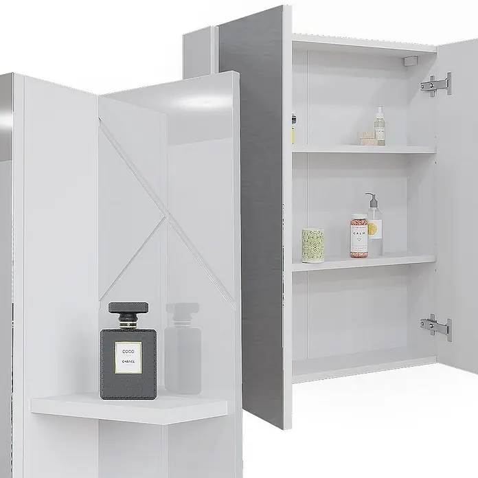 Vicco Spiegelschrank Irma Weiß/Weiß Hochglanz - Sonstiges, Weiß/Weiß Hochglanz