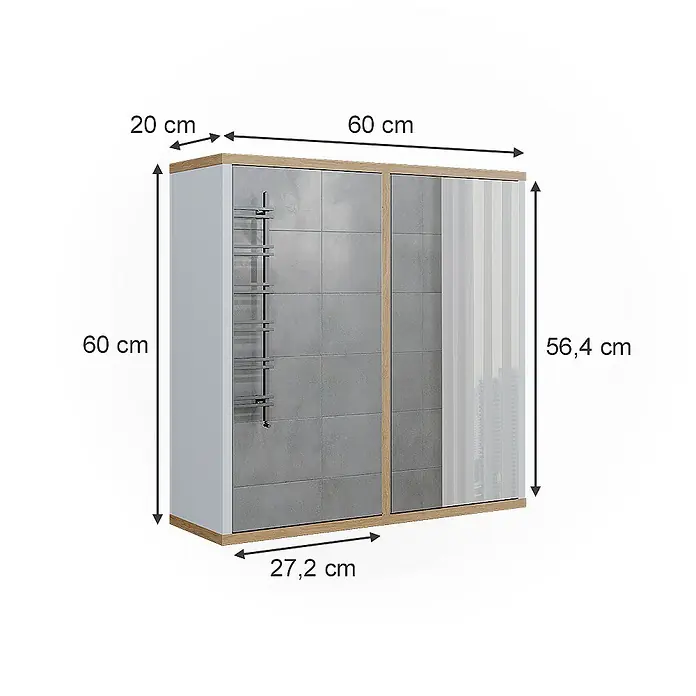 Vicco Spiegelschrank Didi Weiß/Artisan mit zwei Spiegeltüren - B x H: 60 x 60 cm, Sonstiges, Weiß/Artisan