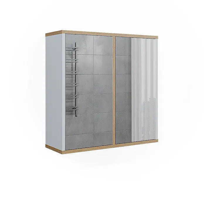 Vicco Spiegelschrank Didi Weiß/Artisan mit zwei Spiegeltüren - B x H: 60 x 60 cm, Sonstiges, Weiß/Artisan