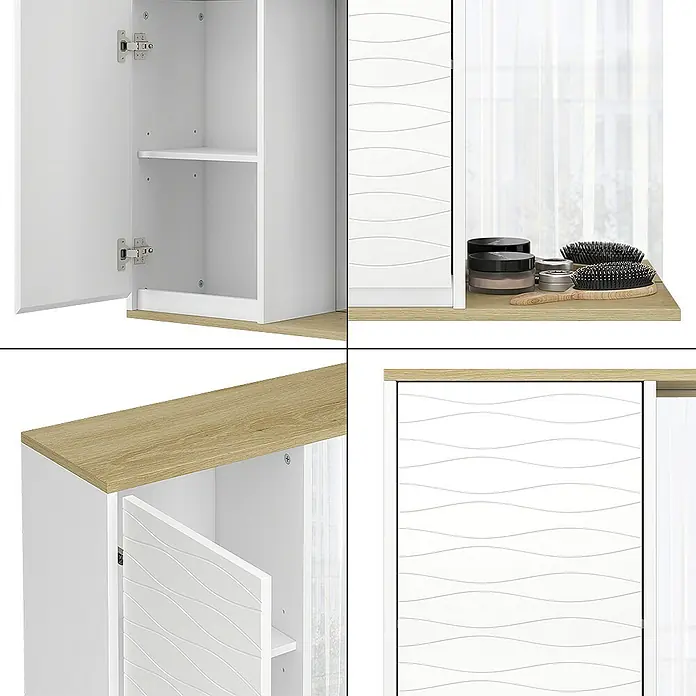 Vicco Spiegelschrank Livia Weiß mit Spiegel - B x H: 60 x 63 cm, Sonstiges, Weiß