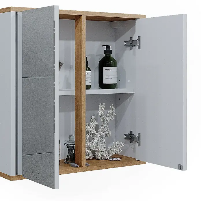 Vicco Spiegelschrank Didi Weiß/Artisan mit zwei Spiegeltüren - B x H: 60 x 60 cm, Sonstiges, Weiß/Artisan