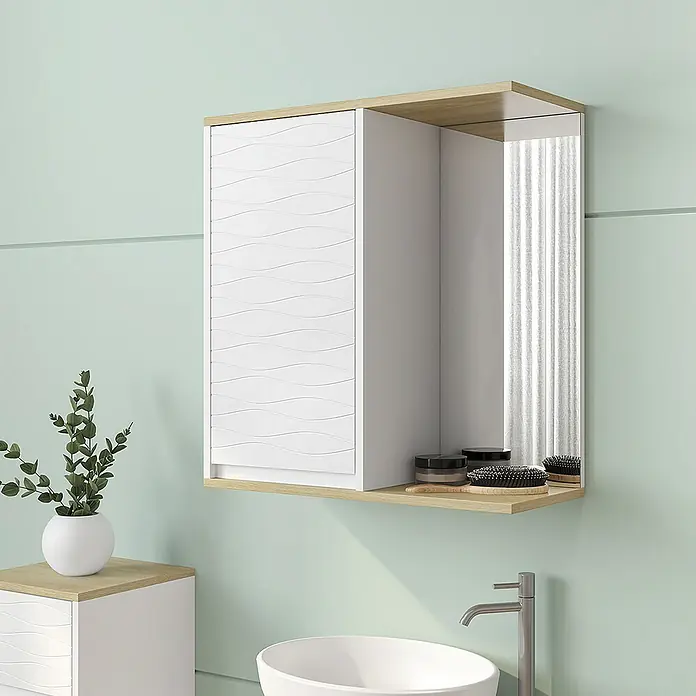 Vicco Spiegelschrank Livia Weiß mit Spiegel - B x H: 60 x 63 cm, Sonstiges, Weiß