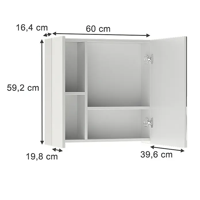 Vicco Spiegelschrank Leopold Weiß Mit Regalböden und 1 Spiegeltür - B x H: 60 x 59,2 cm, Sonstiges, Weiß