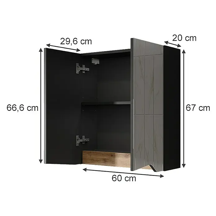 Vicco Spiegelschrank Marelle Anthrazit/Artisan mit höhenverstellbarem Einlegeboden - Sonstiges, Anthrazit/Artisan