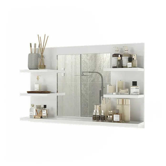 Vicco Spiegelschrank Wilbur Weiß mit Regalen - B x H: 78 x 50 cm, Sonstiges, Weiß