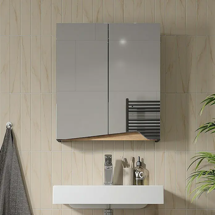 Vicco Spiegelschrank Marelle Anthrazit/Artisan mit höhenverstellbarem Einlegeboden - Sonstiges, Anthrazit/Artisan