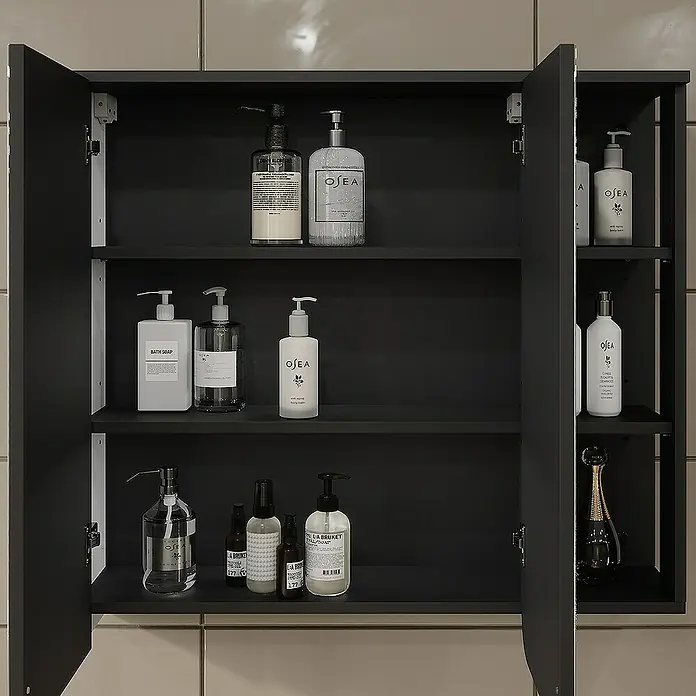 Vicco Spiegelschrank Karen Anthrazit/Weiß - B x H: 80 x 75 cm, Sonstiges, Anthrazit/Weiß