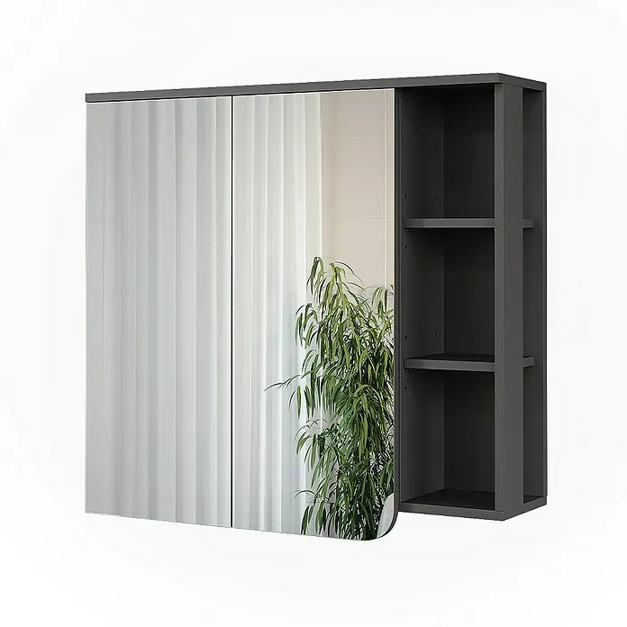 Vicco Spiegelschrank Karen Anthrazit/Weiß - B x H: 80 x 75 cm, Sonstiges, Anthrazit/Weiß