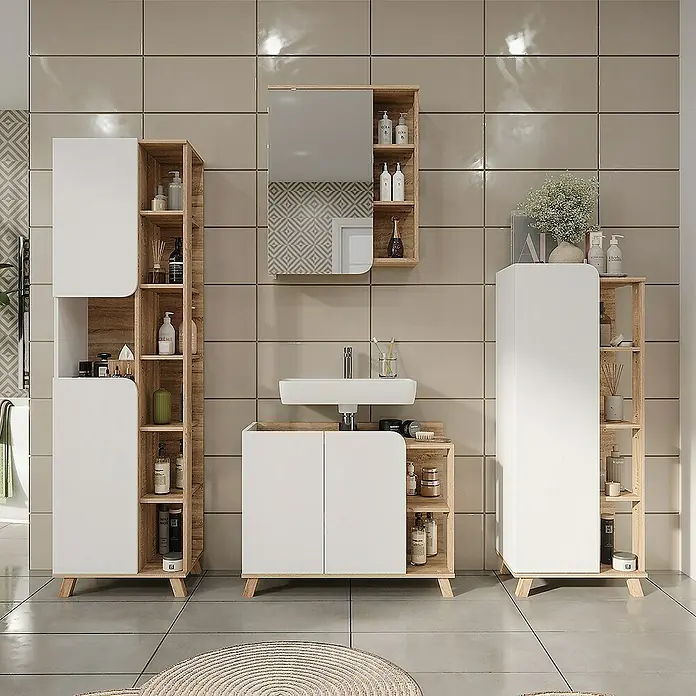 Vicco Spiegelschrank Karen Sonoma/Weiß - B x H: 60 x 75 cm, Sonstiges, Sonoma/Weiß