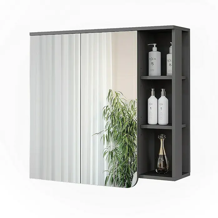 Vicco Spiegelschrank Karen Anthrazit/Weiß - B x H: 80 x 75 cm, Sonstiges, Anthrazit/Weiß