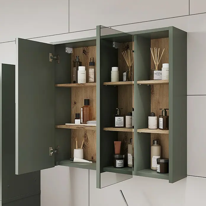 Vicco Spiegelschrank Viola Grün/Artisan mit offenen Regalen - Sonstiges, Grün/Artisan