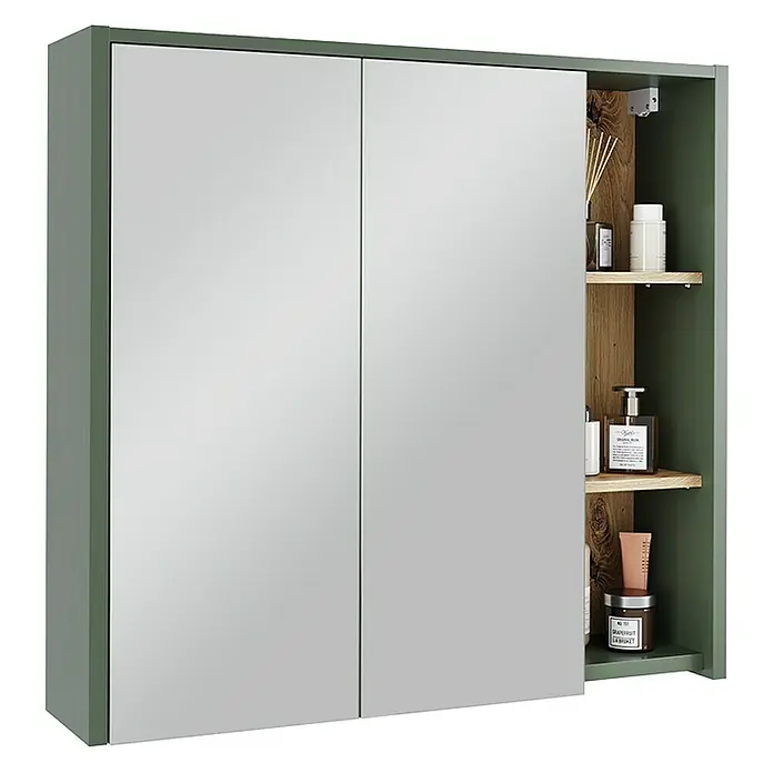 Vicco Spiegelschrank Viola Grün/Artisan mit offenen Regalen - Sonstiges, Grün/Artisan